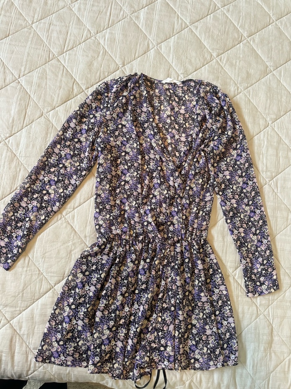 BCBGeneration Purple and Black Floral Mini Dress- Sz S